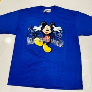 NWT Vintage 90s Y2K Disney Mickey Mouse Graphic Tee L Blue Walt Disney World